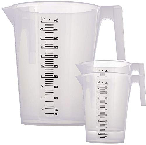 TCP Global 5 Liter (5000ml) Plastic Graduated Measuring and Mixing