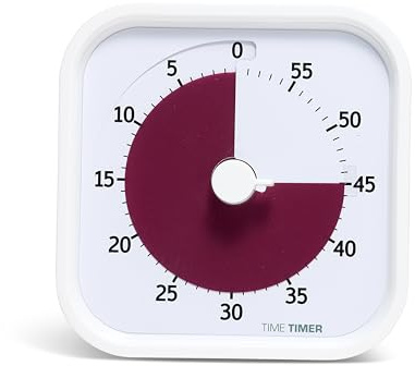 Time Timer Home MOD - 60 Minuten Visueller Timer Home Edition – Homeschooling, Timer für Schultisch, Bürotisch und Meetings mit lautlosem Betrieb (Lakenweiss)