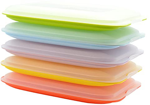 Engelland - 5er Set hochwertige stapelbare Aufschnitt-Boxen, Frischhaltedose für Aufschnitt, Wurst Behälter-Perfekte Ordnung im Kühlschrank - bunter Farbmix