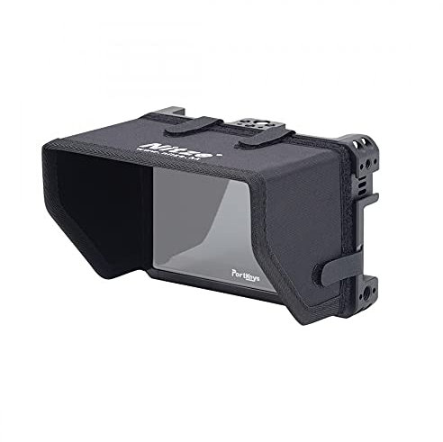 DSLR US Nitze 14 cm (5,5 Zoll) Monitorkäfig mit Sonnenverdeck HDMI-Kabelklemme kompatibel mit Portkeys BM5III BM5 III WR 5,5 Zoll Touchscreen mit Kamerasteuerung