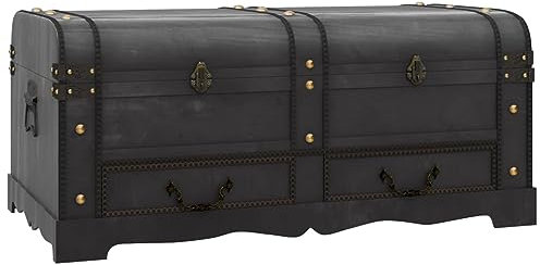 Susany Holzschatztruhe Holztruhe Aufbewahrungstruhe Truhentisch Couchtisch mit 2 Schubladen Sperrholz 90 x 50 x 42 cm Braun