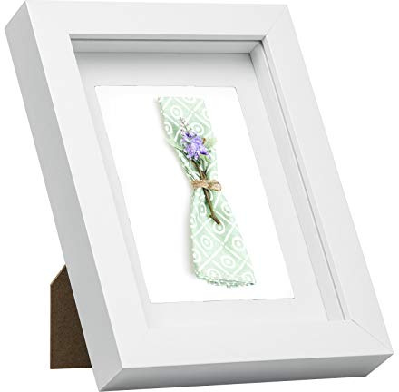 EUGAD 3D Bilderrahmen zum befüllen, 13x18 cm, Weiß, 1.5cm Tiefer | 3D Objektrahmen, Tiefer Rahmen für Wand- & Tischrahmen, Shadow Box für Fotos, Hochzeitsstrauß, DIY Kunstwerke