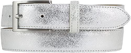BELTINGER Gürtel in Metall-Optik 3 cm | Leder-Gürtel Metallic-Look 30mm | Metall-Ledergürtel mit silberner Gürtelschließe