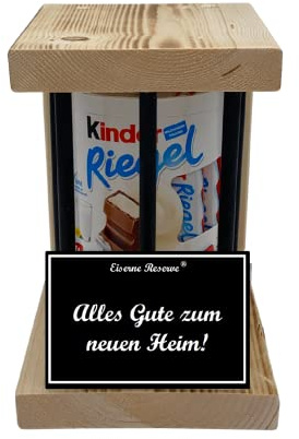 Kinder Riegel - Notfall Geschenk - Black Edition - Alles Gute zum neuen Heim - Einweihungs Geschenk - Die süße lustige Geschenkidee aus Holz für Männer und Frauen