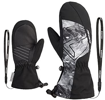 Ziener Kinder LAVALINO Ski-Fäustling/Wintersport | wasserdicht extra warm Wolle, black.grey mountain print, 7,5