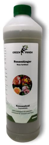 GreenPanda Rosendünger flüssig - 1000ml Rosendünger Garten langzeit - Rosen Dünger - Rosen pilzfrei Konzentrat - Rosenrost Spritzmittel fördert Wurzelstärkung & Blütenbildung (1Liter)
