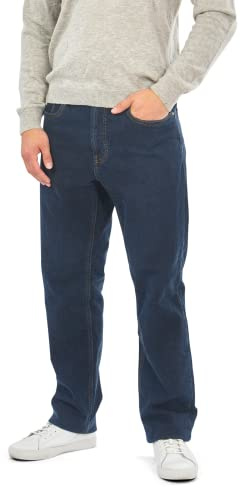 Mill&Tailor termojeans för män blå I rak passform I bekväma jeans herr I bomullsbyxor I termobyxor vinter I herrbyxor med foder I affärs- och fritidsbyxor, Mörkblå, 60