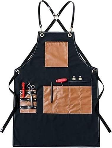 AKSHVA Arbeitsschürze Holzbearbeitung Arbeitsschürze Küche Hausreinigung Laden Kaffee backen mit Werkzeugtasche Kochen for Männer (Color : A)