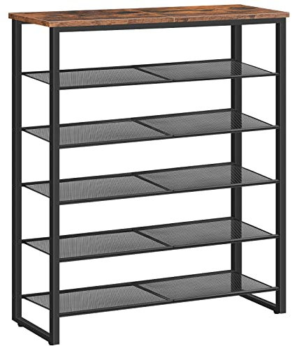 HOOBRO Scarpiera a 6 Livelli, Scaffale per 18-24 Paia di Scarpe, Organizzatore Portascarpe Stabile e Resistente, per Ingresso, Armadio, Corridoio, Dormitorio, Marrone Vintage e Nero EBF67XJ01G1