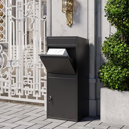 VEEHAUS Paketbriefkasten Groß Briefkasten Rostfrei Paketbox Draussen Groß XXL Und Postbox Für Pakete Briefkasten Mit Paketfach (Ohne Ständer, Tikelia)