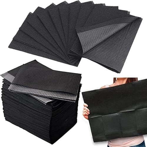 Emalla 35 Stück Dental lätzchen Schwarze, Einweg Dental Lätzchen Wasserdichte Tattoo Lätzchen, 33 x 45cm Tattoo Abdeckungen Mehrzweck für Tattoo Zubehör Zahnbehandlung
