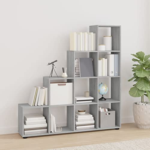 INLIFE Treppenregal Grau Sonoma 142 cm Holzwerkstoff,Grau,33.5KG,342601