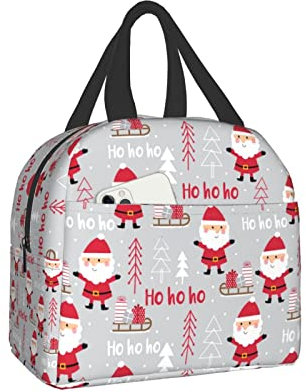 XVBCDFG Fiambrera con trineo de Papá Noel y Papá Noel, fiambreras con aislamiento Bento Box, fiambrera impermeable reutilizable con bolsillo frontal para ofi