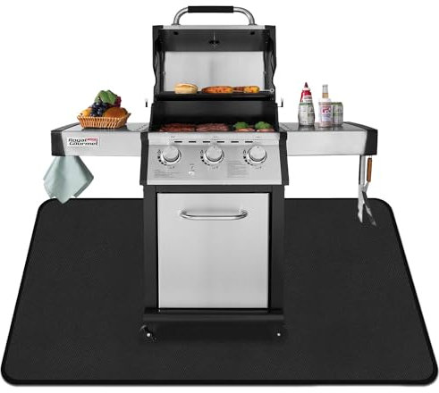 Kovshuiwe Hearth Rugs,Tappeto per caminetti, resistente al fuoco, BBQ Grill Mat per pavimento, resistente al calore, antiaderente, per barbecue, patio, tappetino protettivo per pavimenti, 152 x 91cm
