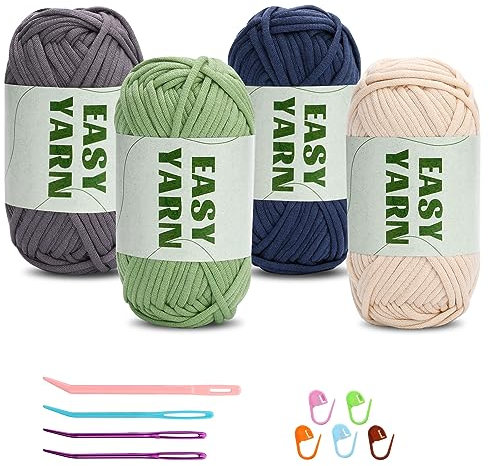 4 X 50g Wolle zum Häkeln Easy Crochet Yarn Cotton Chenille Wolles zum Häkeln Dicke Wolle gut Sichtbare Maschen, Wolles zum Häkelns Dickes Garn Baumwoll-Nylon