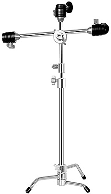 Andoer C Stand with Boom Arm, 20.8in Desk Tripod Phone Tripod Stand Aluminum Alloy 10kg/22lbs Load Capacity 2 Sections with Detachable Crossbar Desktop Tripod for Live Stream/Video Recording