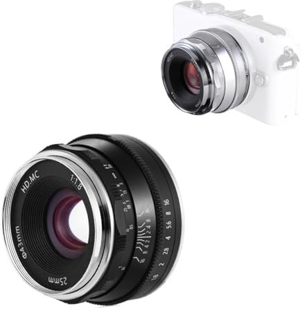 25 mm F1.8 Festbrennweiten-Objektiv Manueller Fokus MF, for Panasonic for Olympus MFT M4/3 Mount GH4 GM1 GX8 G7 G9 E-PL EM Pen-F for Mark Kamera (Color : M4/3, Size : Silver)