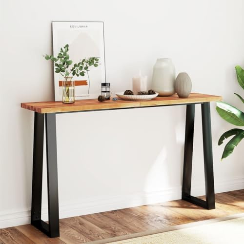 CKioict Moderna mesa consola mesita de noche muebles de salón mesa consola borde de árbol 140 x 40 x 80 cm madera maciza de acacia para entrada, pasillo, salón