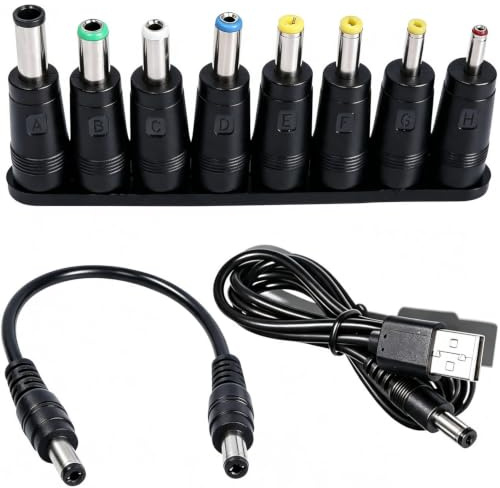 VISSQH Cable USB vers DC 5v,Câble USB vers DC d'alimentation,8-en-1 DC Adaptateur Alimentation 5.5 x 2.1mm DC Barrel Jack pour Ordinateur Portable, Routeur etc
