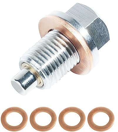 Flaconi Coche Tapón Magnético Drenaje Aceite,M14x1.5 Tornillo Magnético de Drenaje de Aceite con 5 Arandelas,Tuerca de Drenaje de Cárter de Aceite,Perfectamente a la Mayoría de Los Coches(M12x1.25)
