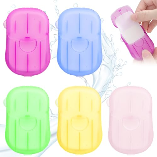 TypoGrove 500PCS Eco Travel Soap Leaves, Portable Cleanser with 5 Scents, Paper Hand Cleaner Fragrance Color Soap Paper, Biodegradable Hand Washing Sheets for Camping/Hiking (6.5x4cm)