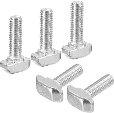 QUARKZMAN 30 Stück Hammerkopfschrauben M6x20mm T-Nut-Fallbolzen, Kohlenstoffstahl vernickelt Hammerkopf T-Bolzen T-Form Stift Schiebeschraube T Schrauben für 30er Serie Aluminiumprofil