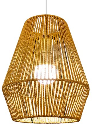 Lampenschirm für Pendelleuchte 25 x 30 cm Korb-Lampenschirme für Deckenleuchten Retro handgewebt Rattan-Imitat Kunst kreativer Kronleuchter-Lampenschirm für Restaurants (ohne Lampe)