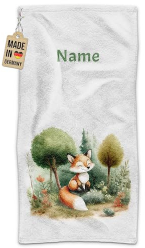 Print Royal PR Kinder-Handtuch mit Name personalisiert - Fuchs - Geschenk für Jungen und Mädchen, Kindertag, Schwimmunterricht | Handtuch Personalisieren 100 x 50 cm
