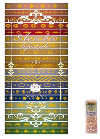 BEPSYOM 20 Rolls Vintage Washi Tape Set Skinny Retro Decorative Adhesive Tape for Newspapers, DIY Decorations, Journals, Planners, Scrapbooks, Packaging (Ventage)