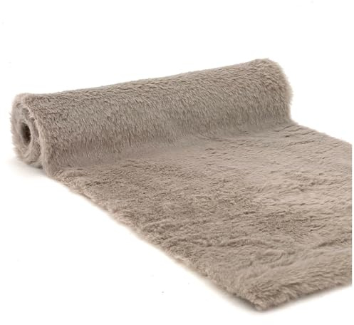 heimtexland Deko Fell Tischläufer Platzset Winter Plüsch Tischdeko Weihnachten 28x200 zuschneidbar DIY Tischband Typ902 Taupe