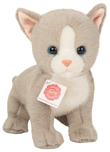 Teddy Hermann 91841 Babykatze grau 24 cm, Kuscheltier | Besonders flauschiger Premium-Plüsch, mit viel Liebe zum Detail, ab 0 Monaten, waschbar, Füllung mit recyceltem Polyester