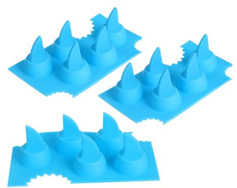 PRETYZOOM 3pcs Silicone Shark Fin Ice Cube Mold for Cocktails Tea Novelty Reusable Ice Tray for Shark Theme Party