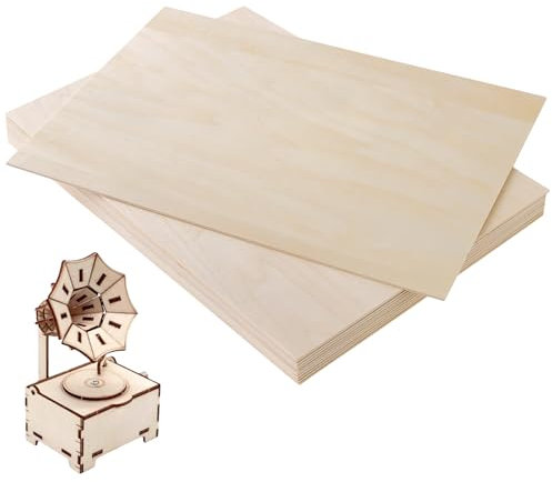 JEUIHAU Lot de 12 feuilles de contreplaqué A3 de 3 mm, feuilles de contreplaqué brut pour travaux manuels, peinture, gravure, décoration d'intérieur, 420 x 300 mm