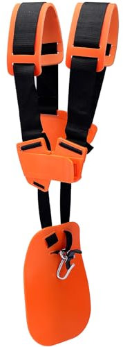 Savior Strimmer Harness Padded Petrol Strimmer Strap, Double Shoulder with Durable Nylon Belt Adjustable Universal Strimmer Harness Strap, for STIHL FS KM Series String Trimmer Gardenning, Orange