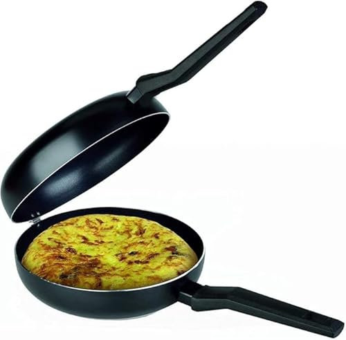 Doppia Padella Royalty line per Girare le Tortillas - Padella Tortillas, Padella Girafrittata,Padella per Frittata - Girafrittata Antiaderente - Adatta per Induzione - Diametro 26 cm - Nera