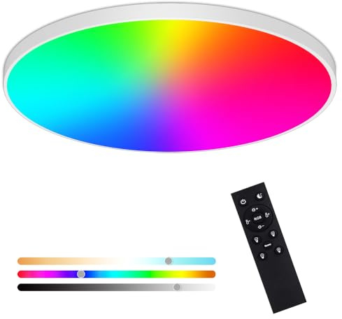 LED Deckenleuchte Dimmbar, 24W Smart LED Deckenlampe, RGB Farbwechsel Deckenleuchte für Schlafzimmer, Wohnzimmer, IP44 Wasserfest Badlampe, Kompatibel mit Alexa APP Google Assistant Ø30cm (white)
