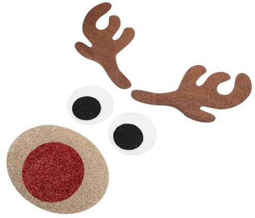 Vaguelly Fensteraufkleber Mit -elchgesicht Glitzernde Tierkopf-aufkleber Für Winterdekor Weihnachtstürdekorationen Kühlschrankdekorationen Partyzubehör