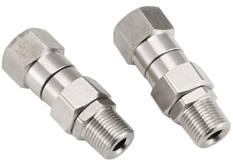 Asyduey EslabóN Giratorio para Lavador una PresióN de 2 Piezas, Racor de Rosca Macho NPT de 3/8 Pulgadas, Acero Inoxidable, Sin Pliegues en el Racor de Manguera