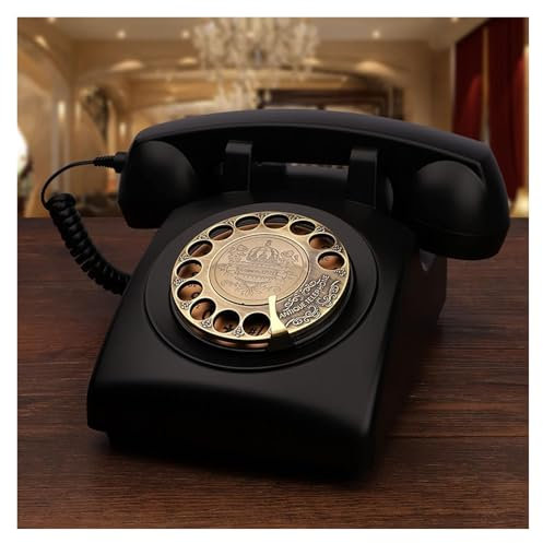 RUHEN Teléfono con Cable Retro Teléfono Fijo con Cable Retro Diseño rotatorio clásico Teléfono de Escritorio Antiguo