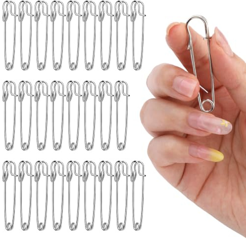 Deudy 30 Stück Silber Extragroß Sicherheitsnadel Sicherheitsnadeln Set | Metall Sicherheitsnadeln verschiedenen größen für handarbeiten, Kleidung kunsthandwerk, schmuck und DIY Handwerk- 50mm
