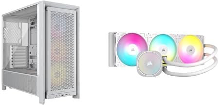 Bundle of CORSAIR Frame 4000D RS ARGB Boîtier 3X Ventilateurs RS ARGB Préinstallés – Blanc + Nautilus 360 RS ARGB Refroidisseur Liquide CPU – 360mm AIO – 3X RS120 ARGB Ventilateurs Inclus – Blanc
