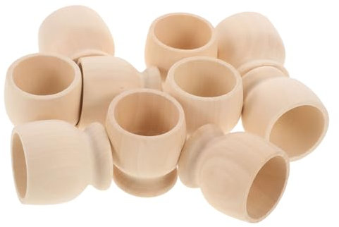 BESPORTBLE 10pièces Support à Œufs Vierge Bois Porte-œufs Peint Main Gobelets Faits Main Soi-même pour Garçon Fille Coquetier Créatif et Élégant pour Maternelle Fêtes