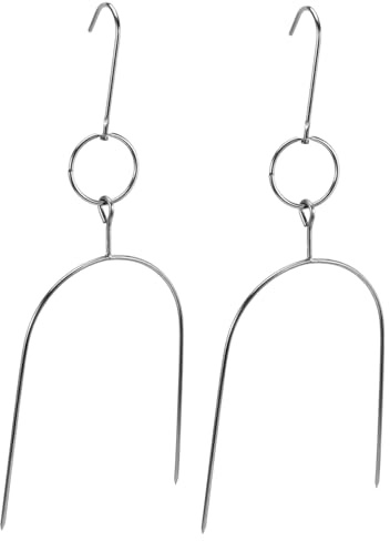 iplusmile 2piezas Brochetas Para Barbacoa Multifuncional De Acero Inoxidable Para Parrilla Práctico Colgador Para Barbacoa Para Parrilla De Pollo Para Asar Pollo y