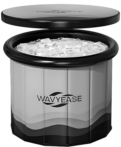 WAVYEASE® Upgraded Portable Cold Plunge Tub for Athletes & Adults | 377L Foldable Ice Bath with Insulative Cover | Instant Setup for Indoor & Outdoor Recovery (Grey)