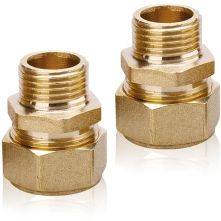 yotutun 2 Stück Schraubfitting Übergang, 16 mm x 1/2 AG Aussengewinde, Klemmringverschraubung, Messing Klemmverbinder Klemmverbinder Adapterrohr für Aluverbundrohr und Mehrschichtverbundrohr DVGW