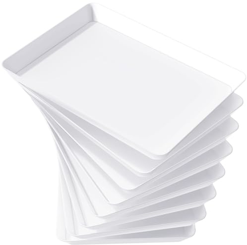 Lifewit Serveringsbricka, Serveringsbrädor, Plastfat, Charkuterifat för Fest, Återanvändbar Vit Bricka för Snacks Mat, Kakor, Set om 8, 34.3 × 24 cm