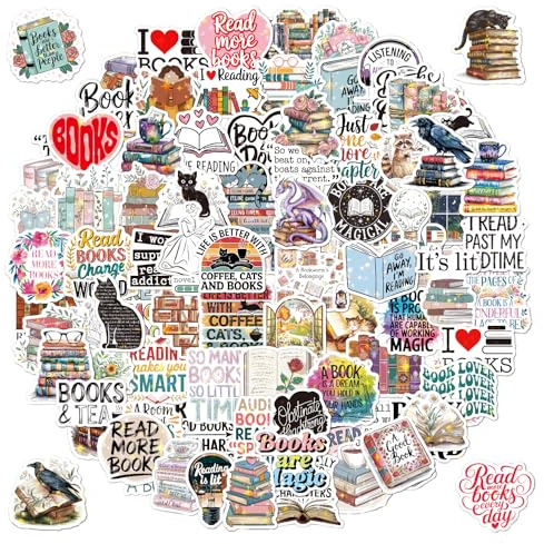 100 PCS Book Stickers for Kindle, Bookish Reading Literary Quote Stickers, Waterproof Decals for Water Bottles Laptops Phone Cases, Gifts for Book Lovers Readers Teens Women