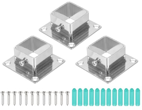 sourcing map 3Pcs Square Post Base for 1.2x1.2 Posts Fittings, 2mmT Stainless Steel Flange Bases Deck Post Brackets Heavy Duty for Deck Fence Railing Handrail Mounting