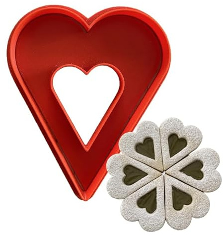Tagliabiscotti.it - Cookie Cutter per realizzare torta componibile cookie cake con biscotti a forma di cuore - Diametro crostata realizzabile: 20cm. Dimensione tagliabiscotti : 10cm x 9cm x 1,2cm