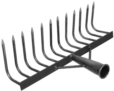 COHEALI Tête de Râteau en Acier à Haute Teneur Multifonctionnelle 12 Dents pour Ameublir Le Sol, Outil Robuste de Désherbage et Nivellement pour Jardinage et Agriculture, Râteau à Terre